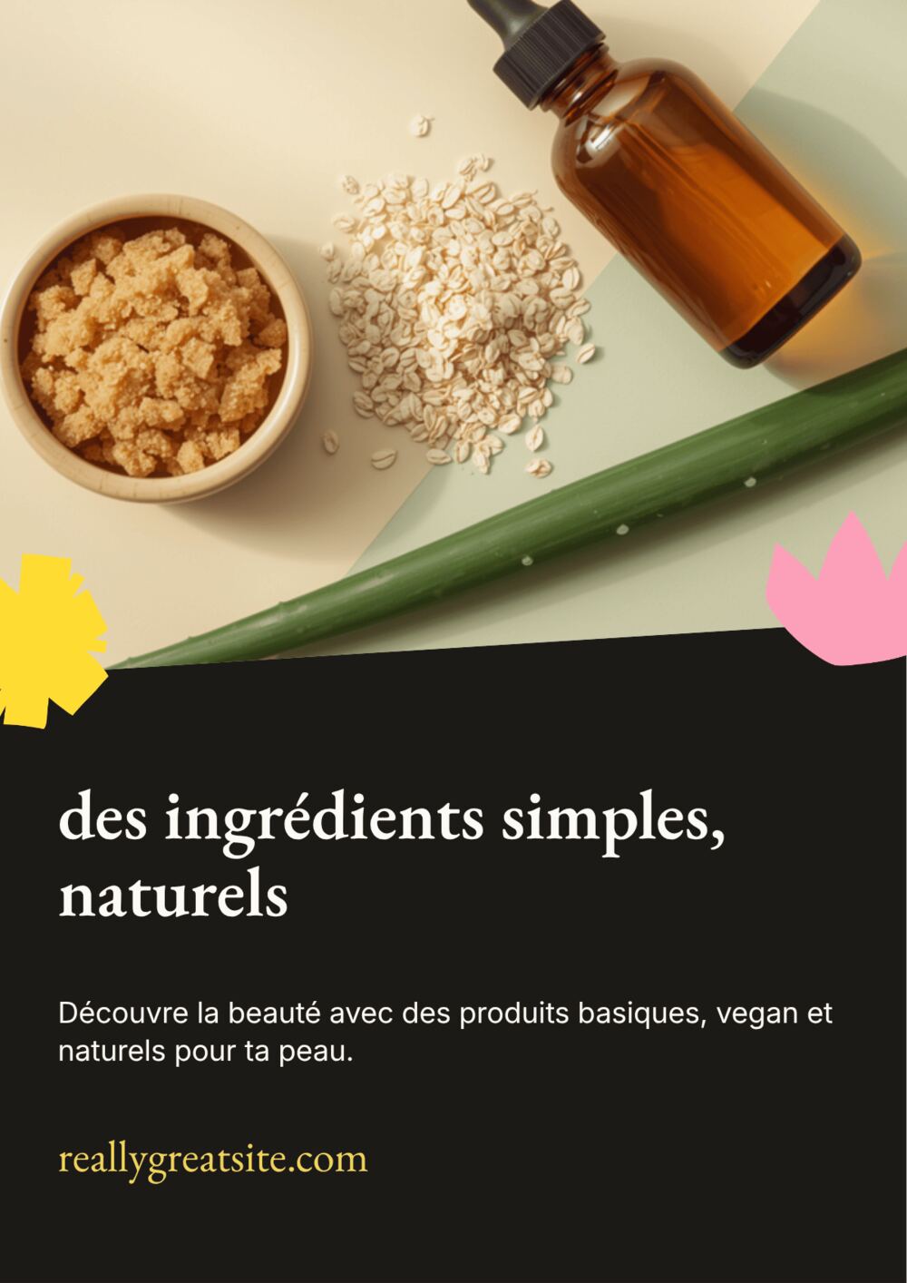 Ingrédients naturels pour un gommage visage doux : sucre, miel, huile de jojoba et aloe vera