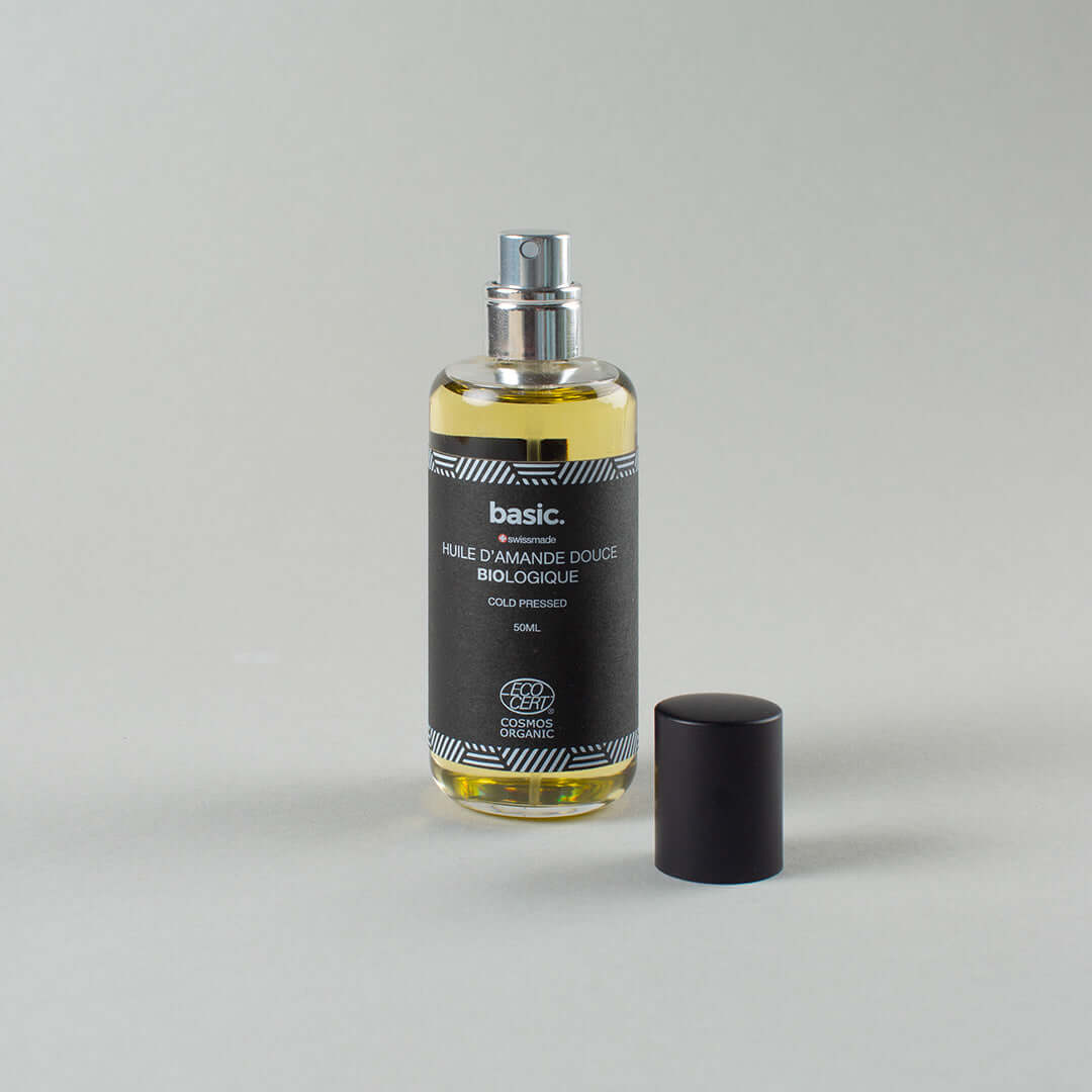 Organic sweet almond oil - cold-pressed 50ml bottle for nourishing and soothing skin, preventing scars and stretch marks