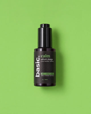 sérum visage CALM basic. - flacon soin naturel peau sensible