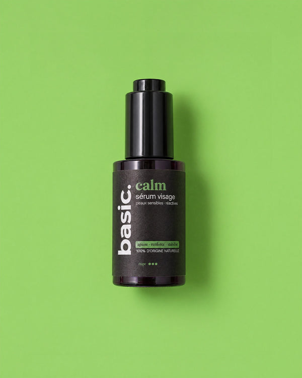 sérum visage CALM basic. - flacon soin naturel peau sensible