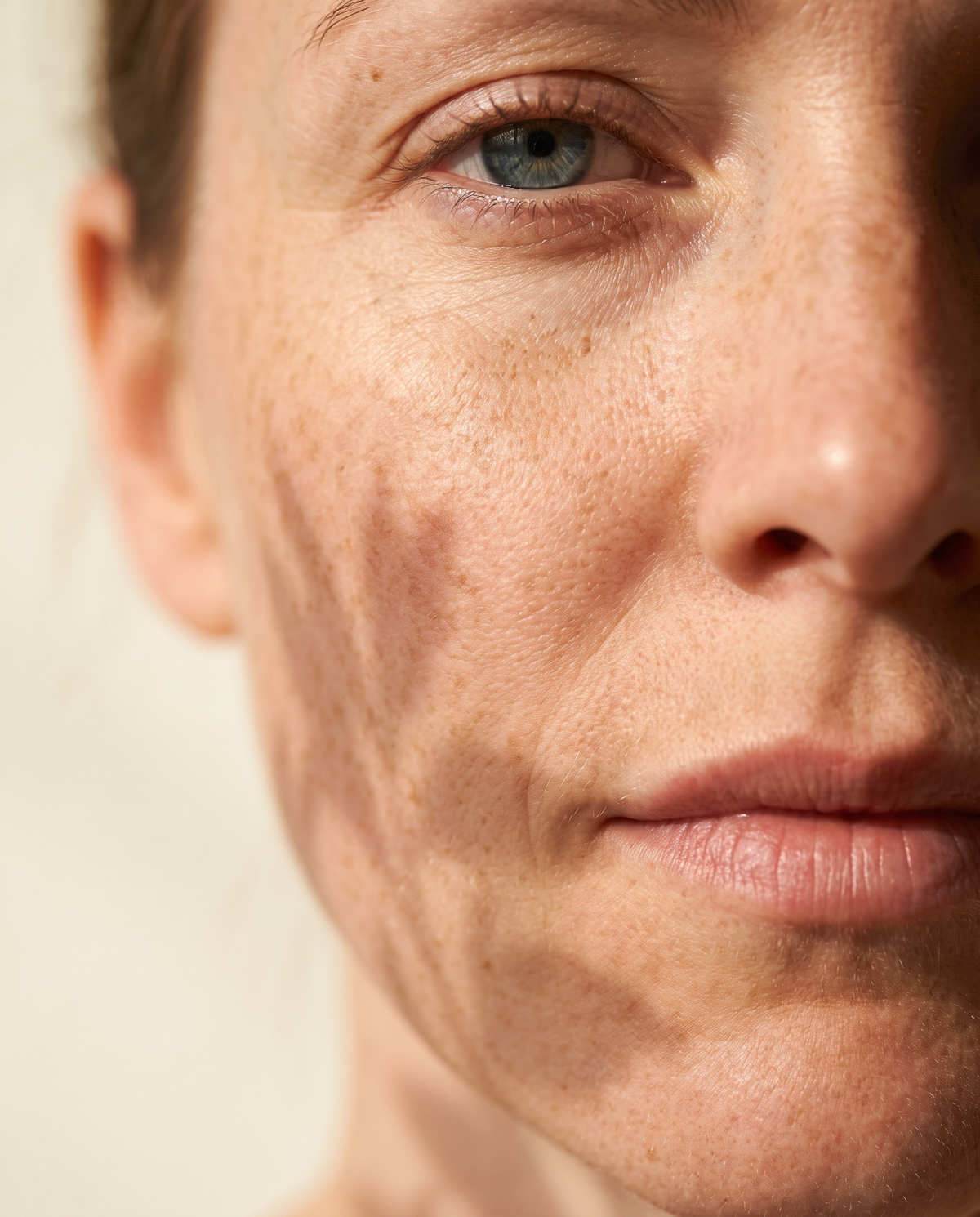 Gros plan sur le visage et la texture de la peau